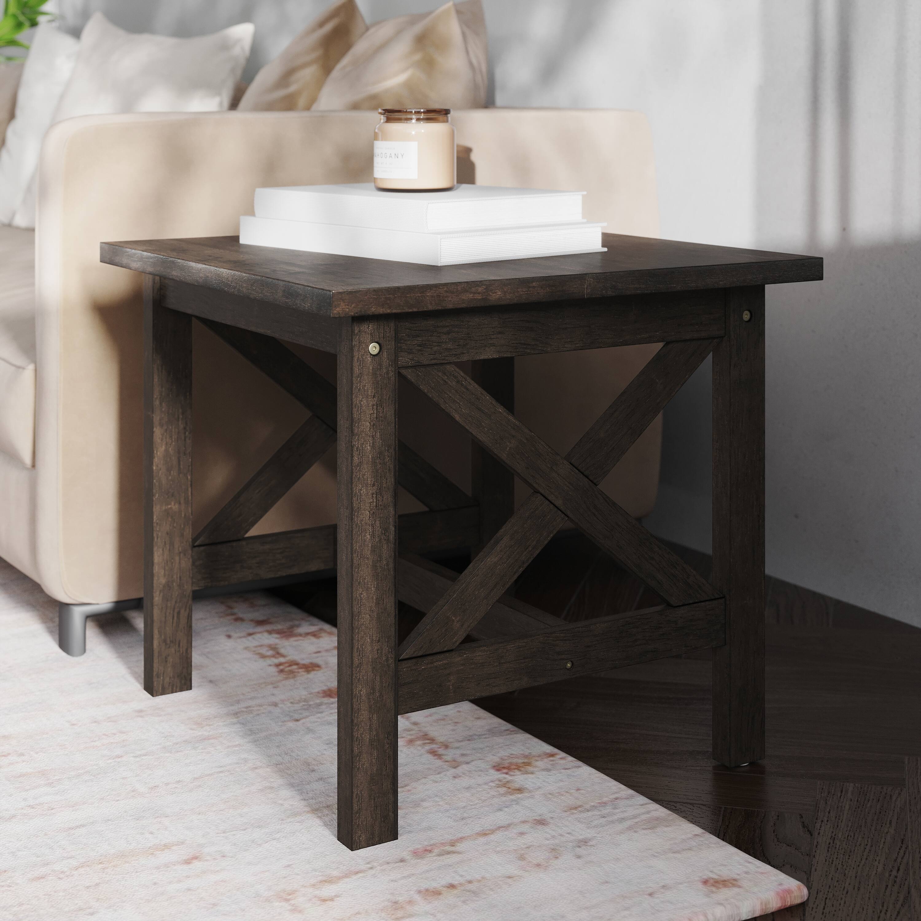 Alt View 3. Emma + Oliver - Mitchell Solid Wood Farmhouse Style End Table - Dark Gray.