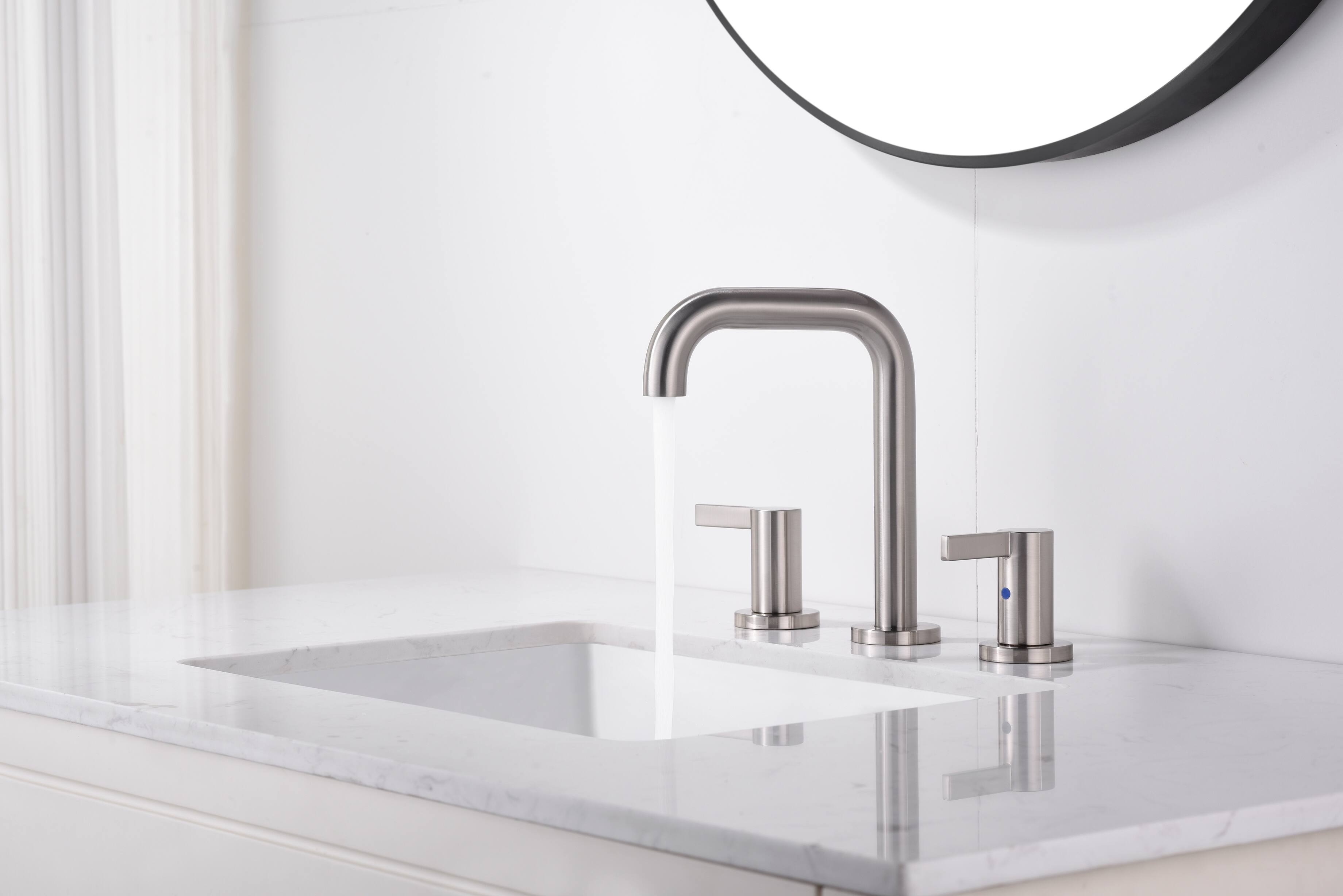Angle. Bothwa Home - Bothwa Home Bathroom Faucet For bathroom Sink  With Two Handles And Supply Lines - Brushed Nickel.