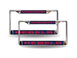 Rico Industries - Mississippi Ole Miss Rebels Chrome Metal (Set of 2) Laser Cut License Plate Frame - Multi