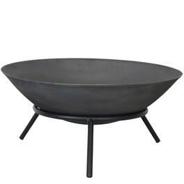 Sunnydaze - 22 in Raised Cast Iron Fire Pit Bowl with Stand - Dark Gray