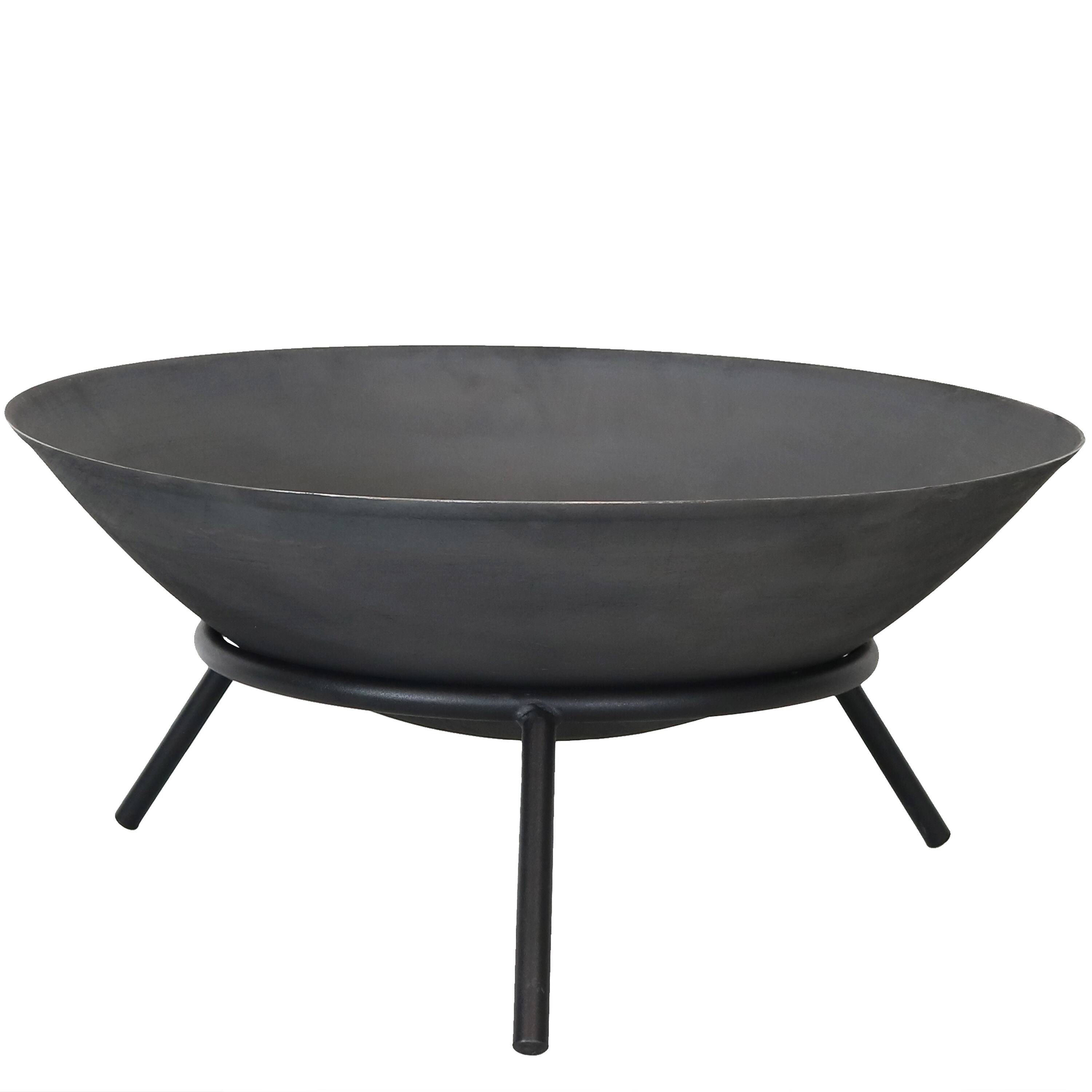 Front. Sunnydaze - 22 in Raised Cast Iron Fire Pit Bowl with Stand - Dark Grey.