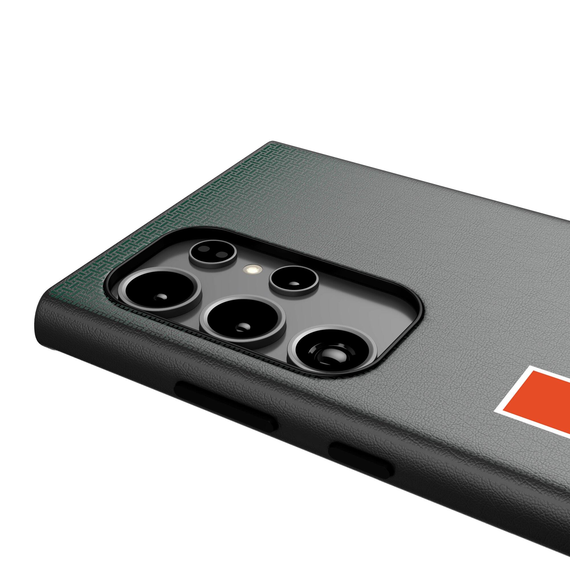 Alt View 3. Keyscaper - Miami Hurricanes Linen Galaxy Magnetic Bump Case - S25 Ultra - Black.