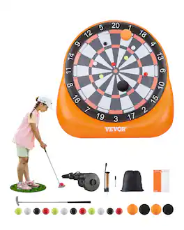 VEVOR - Inflatable Soccer Dart Board, over 6 ft High Giant Soccer Dart Board with 4 Kick Balls, 12 Tennis and Air Pump - Orange