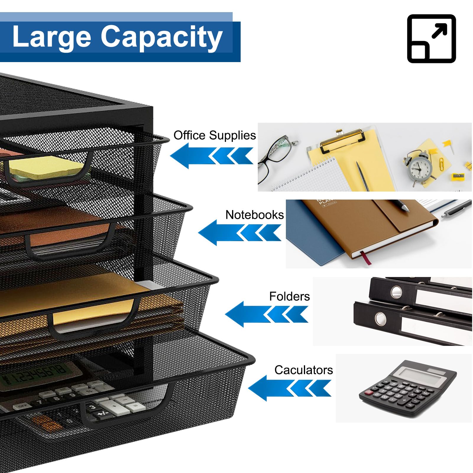 Large Capacity Office Supplies - Notebooks, Folders, Calculators