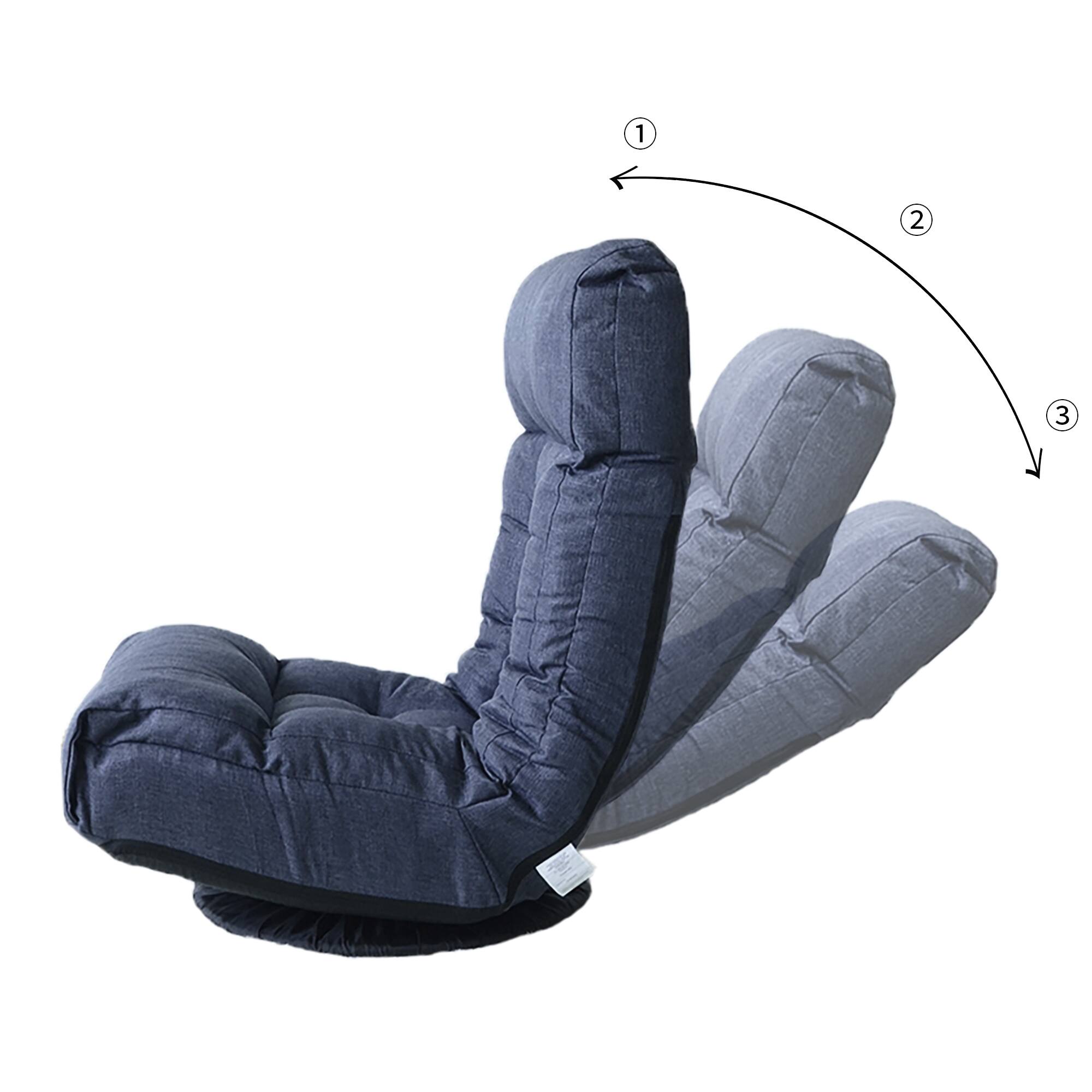 Alt View 3. Meqiodas - Swivel Lazy Floor Chair with Ottoman, Adjustable Reclining Floor Lounger with Head & Back Support, for Bedroom & Gaming - Navy.