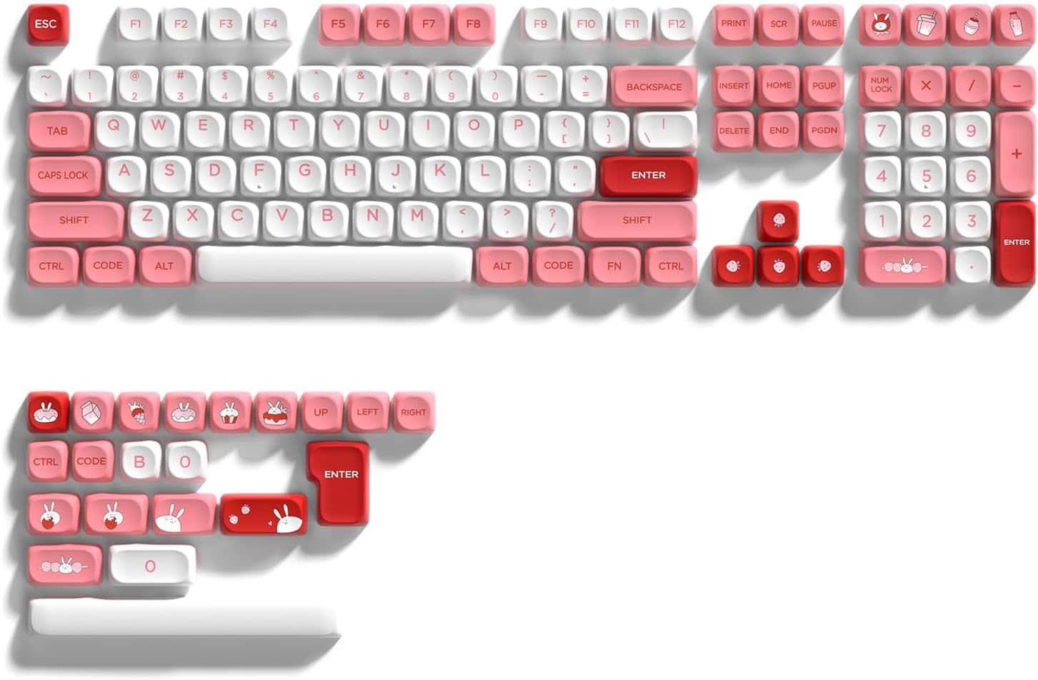 Womier - PBT Keycaps, Themes MOA Keycaps for Most US Layout Cherry MX Switch Mechanical Keyboard - Pink
