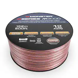 Monster - 500FT 12-gauge XP CCA speaker wire spool—ideal for home theater systems and car audio installations, flexible & durable - Rose Gold