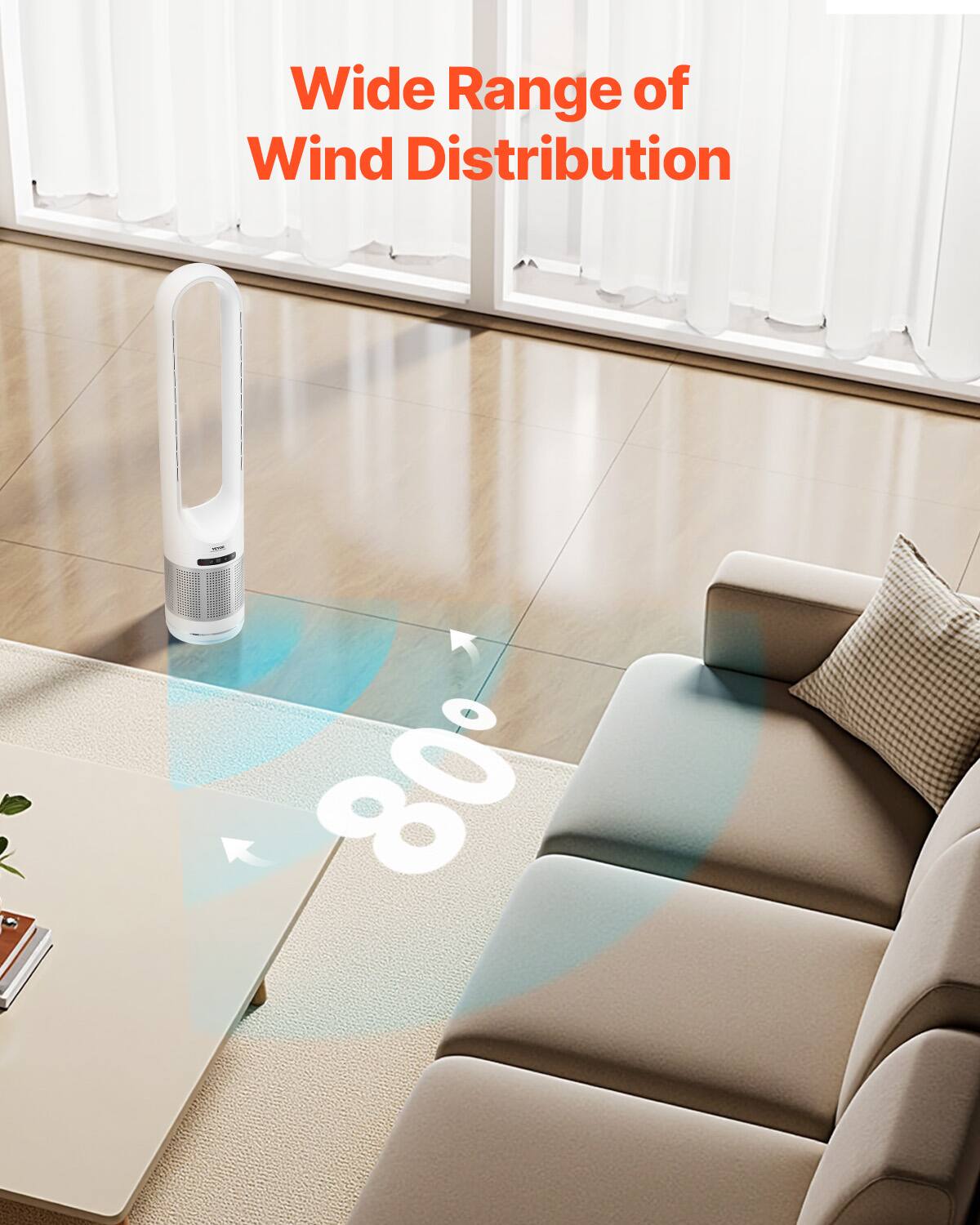 Wide Range of Wind Distribution  
80°