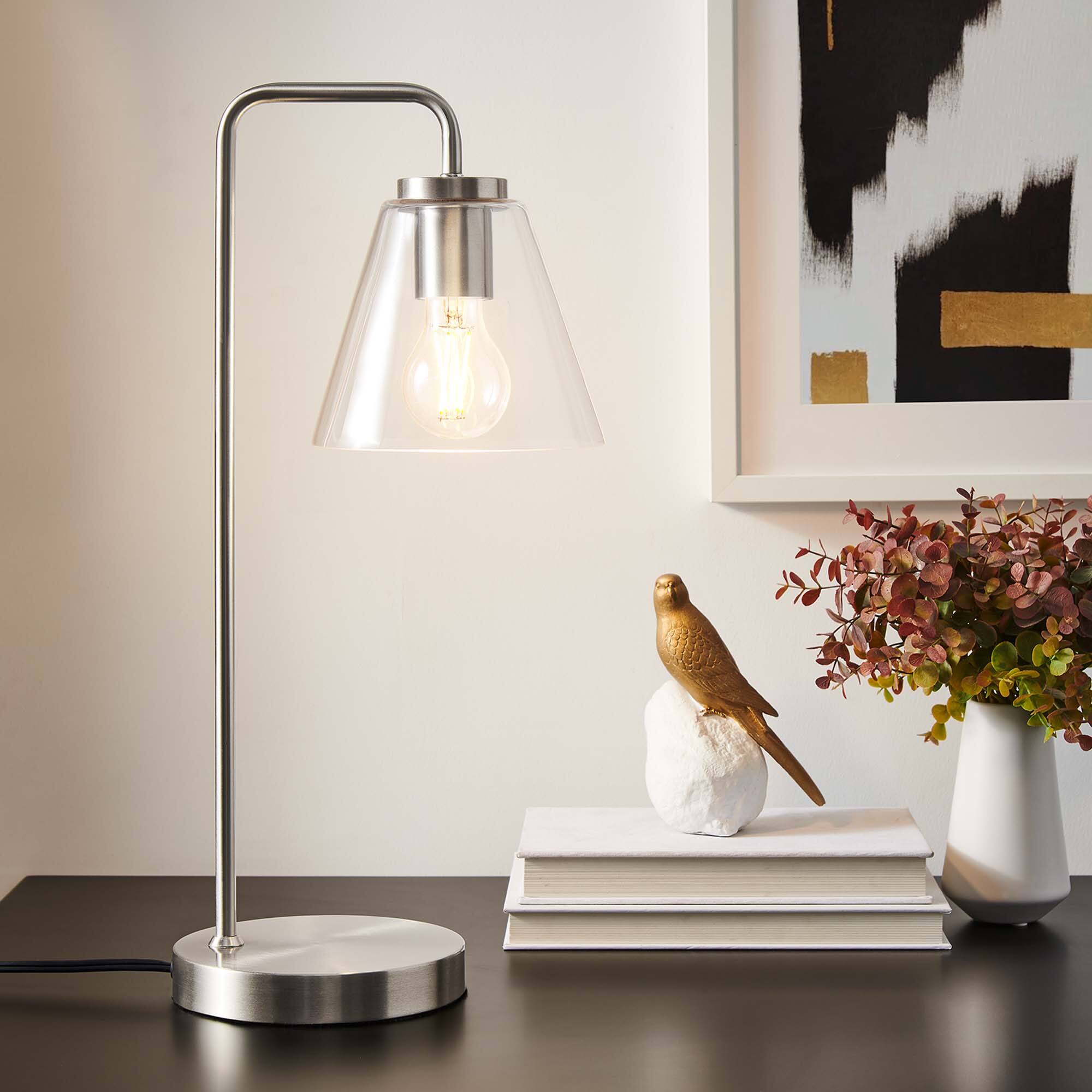Alt View 1. Modway - Element Glass Table Lamp by Modway - Satin Nickel.
