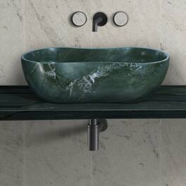 Elegant Natural Marble Bathroom Vessel Sink with Polished Surface, Wavy Design for Modern Decor