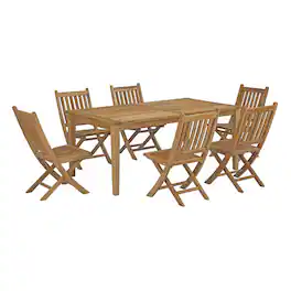 Modway - Marina 7-Piece Outdoor Teak Patio Dining Set - Natural