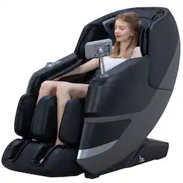 MassaMax - MT339 4D Full Body Stretch Massage Chair ,Body Scan,Extended Footrest&Foot Rollers,Heat - Deep Black