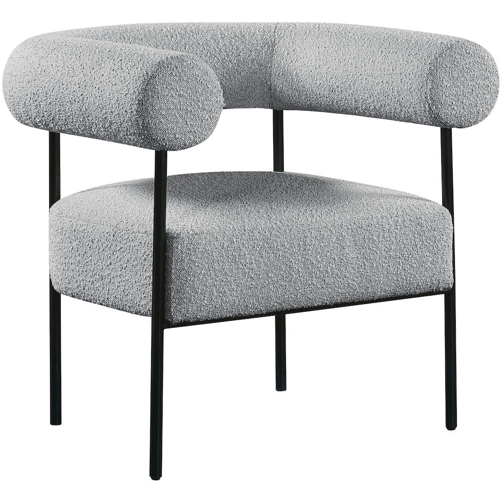 Meridian Furniture - Blake Grey Boucle Fabric Accent Chair - Gray