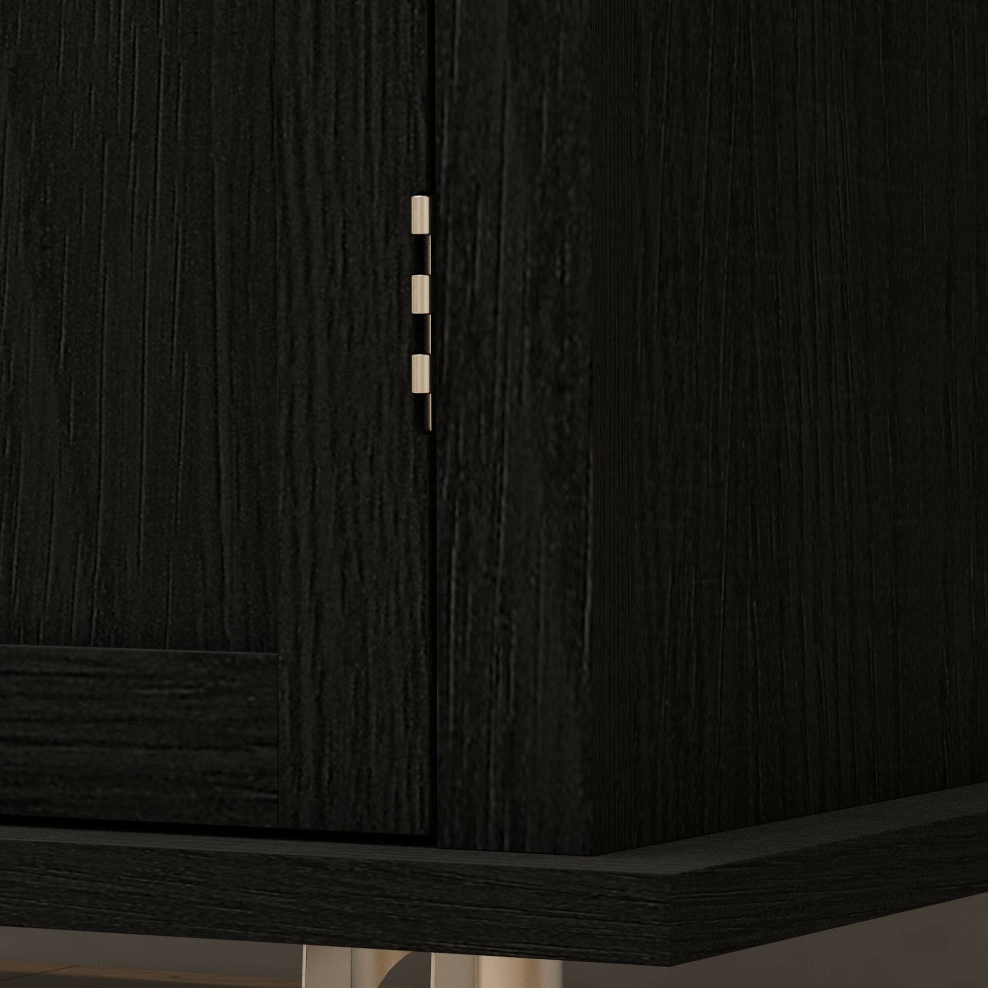 Alt View 8. Homcom - Kitchen Island Cart with Rubber Wood Top, Portable Table on Wheels with Adjustable Shelves, Spice Rack and Towel Rack - Distressed Black.