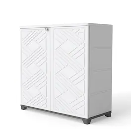Yardgrace - Diamond-Shaped Outdoor Storage Shed, All-Weather Resin Cabinet for Patio, Garden, and Backyard - White No Shelves