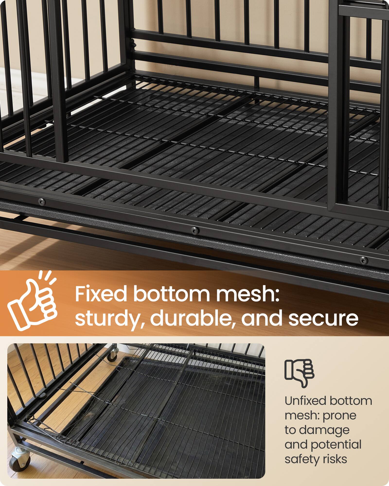 Fixed bottom mesh: sturdy, durable, and secure

Unfixed bottom mesh: prone to damage and potential safety risks