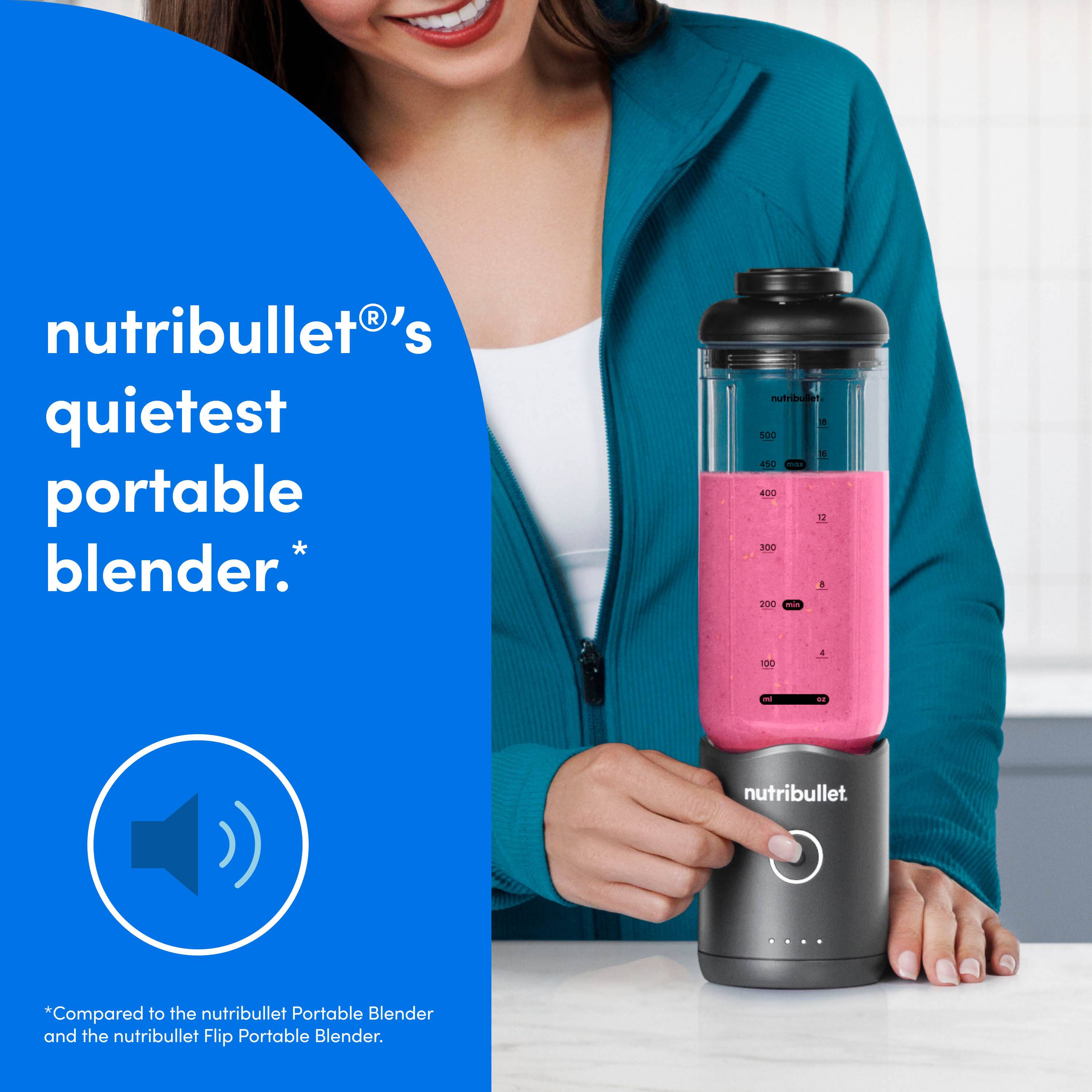 nutribullet®'s quietest portable blender.  
*Compared to the nutribullet Portable Blender and the nutribullet Flip Portable Blender.