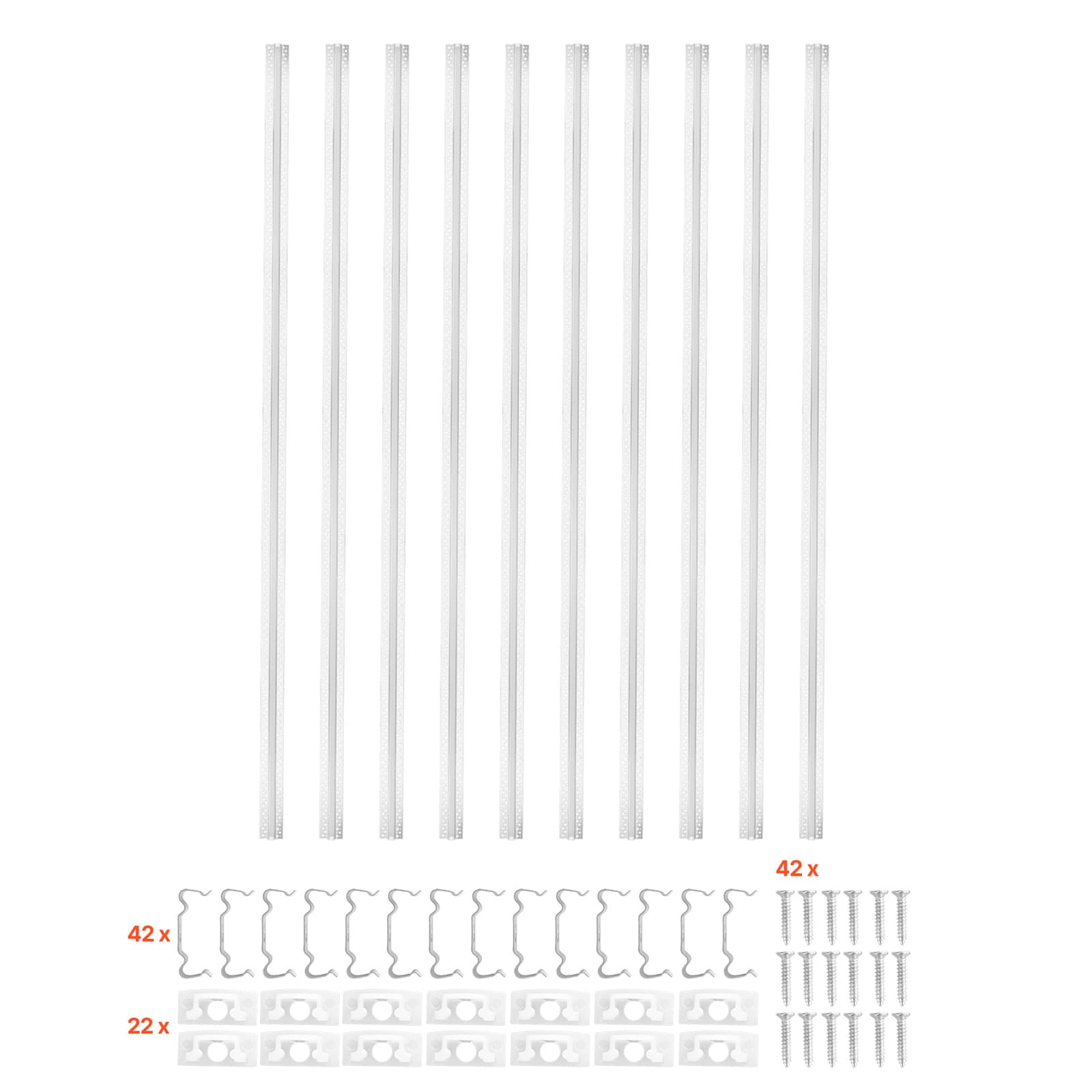 VEVOR - Plaster-in LED Aluminum Channel, 10-Pack 6.6 ft/2M, Trimless Recessed Drywall LED Strip Diffuser Channel - Silver