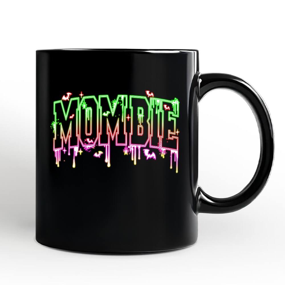 OrnamentallyYou - Mombie Halloween Mug, Funny Gift for Spooky Moms - Black