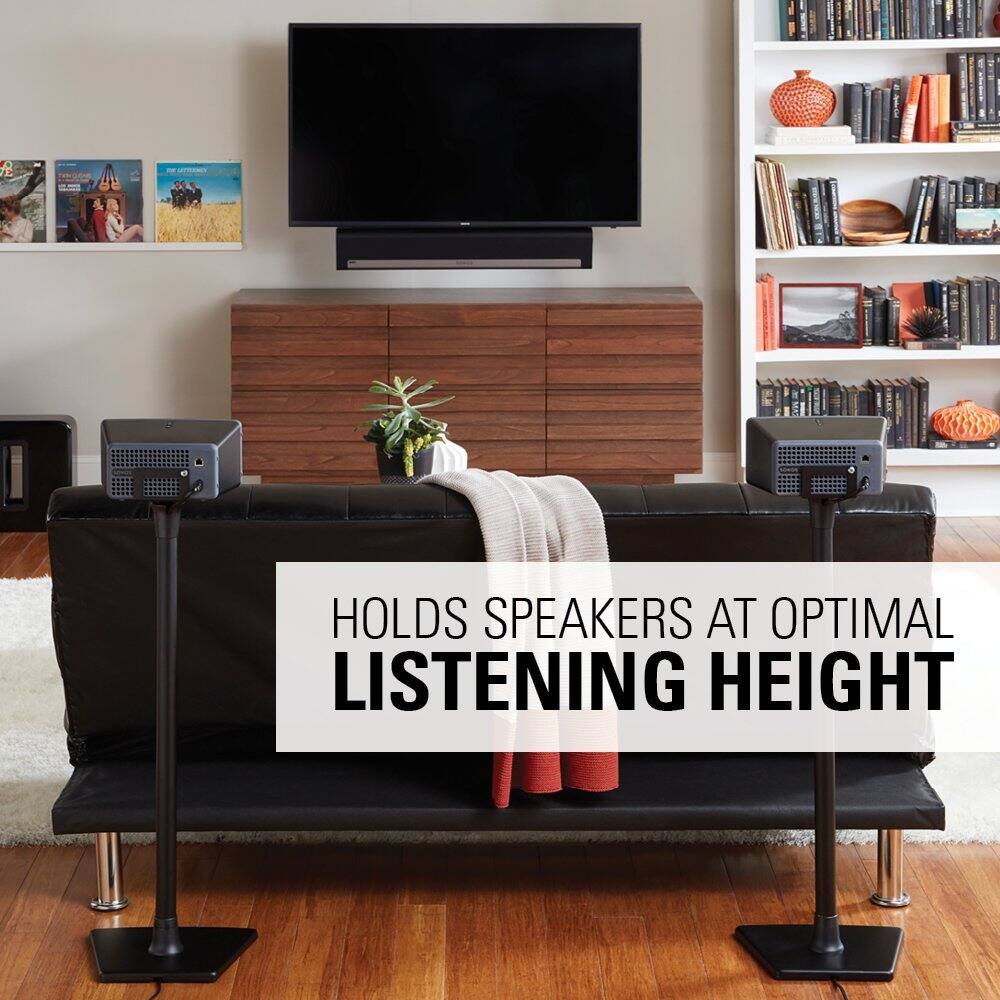 HOLDS SPEAKERS AT OPTIMAL LISTENING HEIGHT