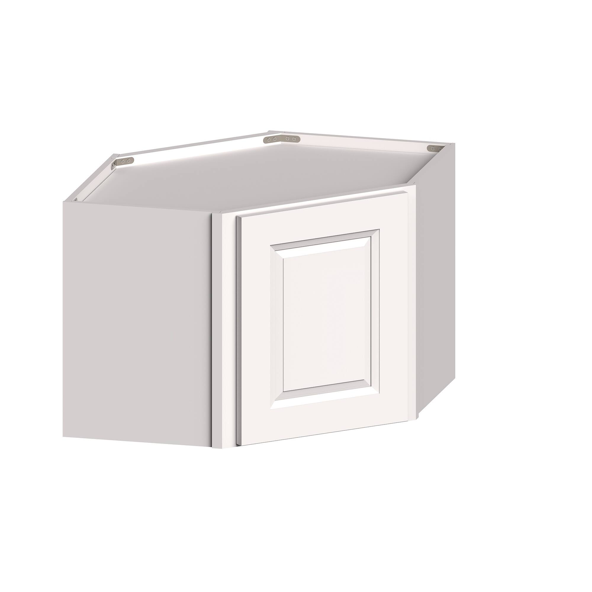Angle. Boyel Living - 24-in W x 18-in H x 12-in D Shaker Corner Kitchen Wall Cabinet with Soft-Close Door - Glacier White.