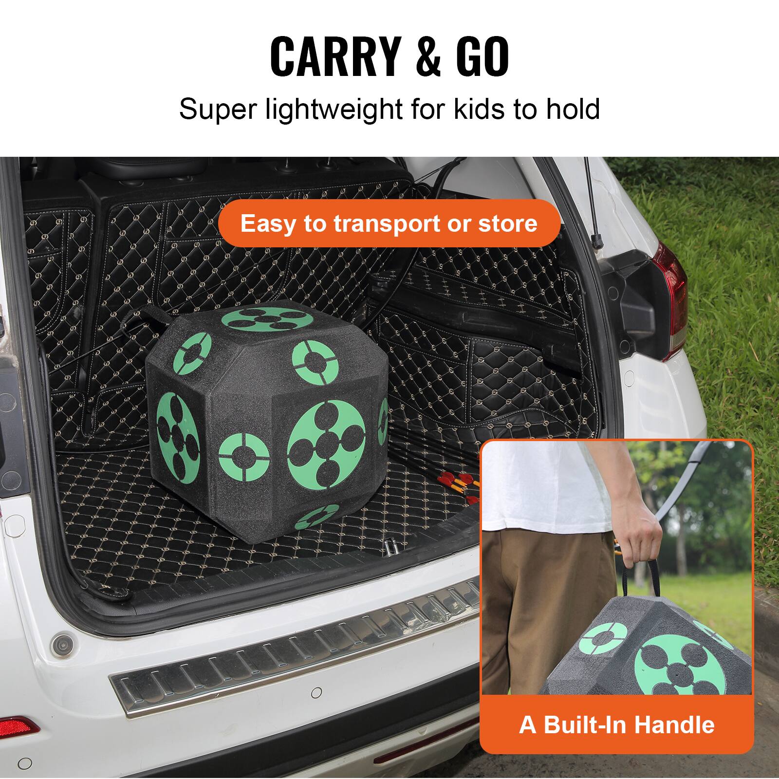CARRY & GO  
Super lightweight for kids to hold  

Easy to transport or store  

A Built-In Handle