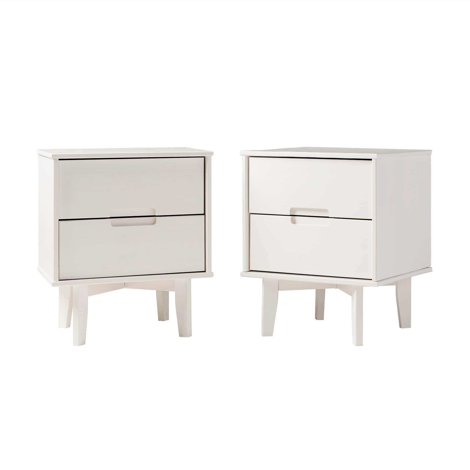 Front Zoom. Walker Edison - Mid Century Solid Wood Nightstand set of 2 - White.
