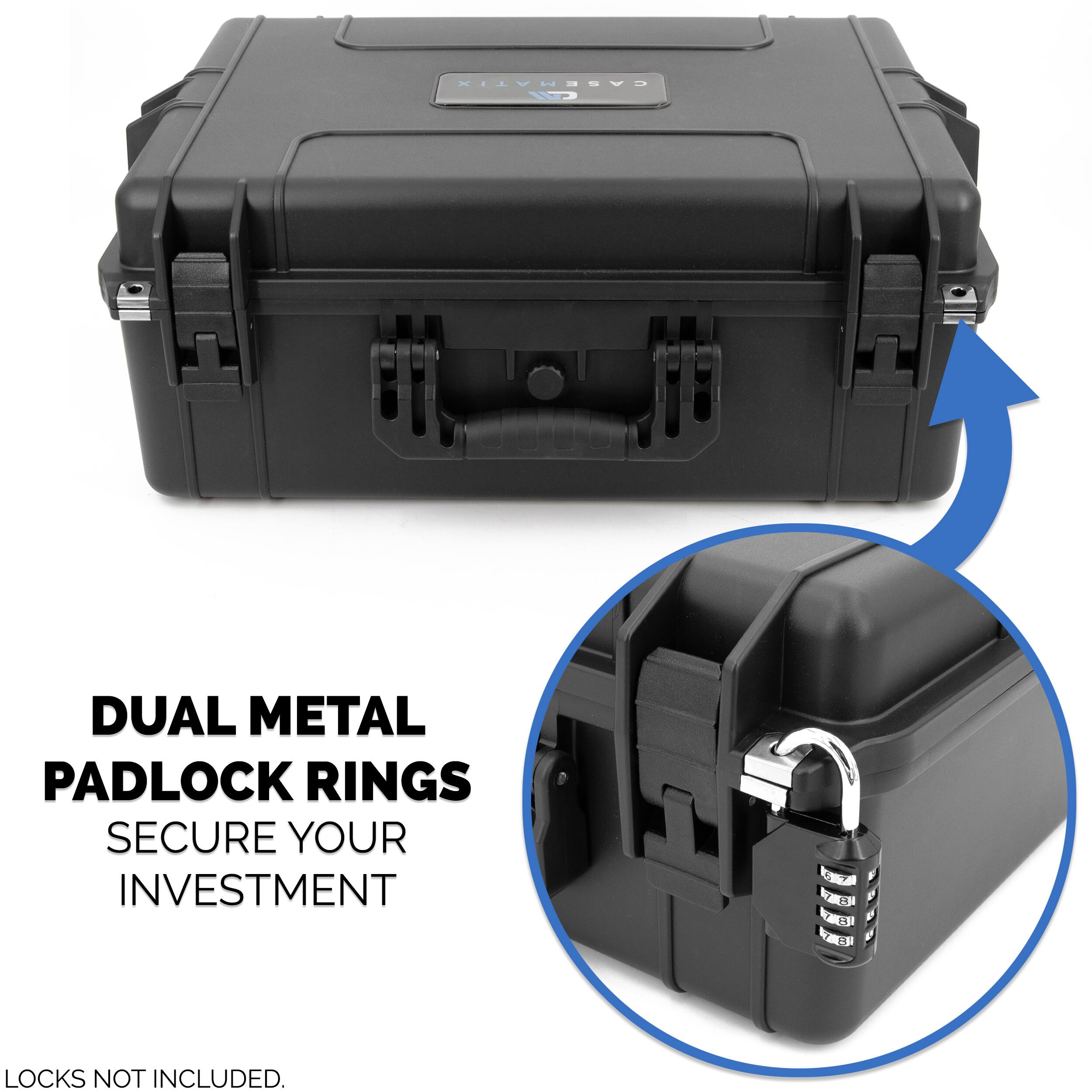 Dual Metal Padlock Rings Secure Your Investment Locks Not Included.