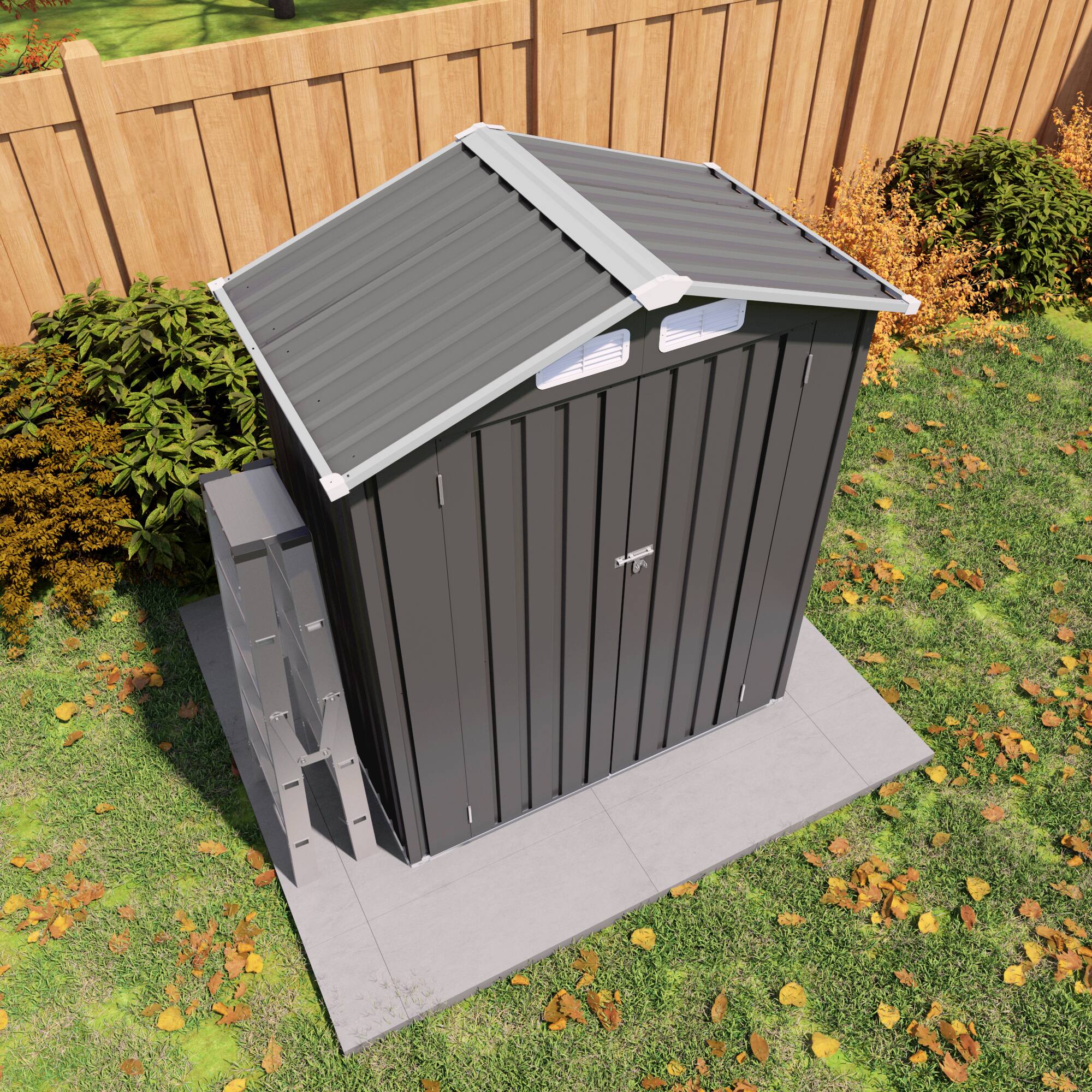 Alt View 1. Mondawe - 5X3 FT Metal Outdoor Storage Shed with Peaked Roof Waterproof and Lockable Door - Gray.