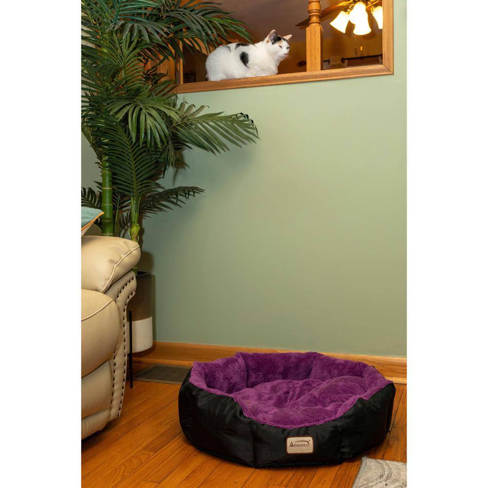 Alt View 2. Armarkat - Large Soft Cat Bed In Purple And Black - Purple.