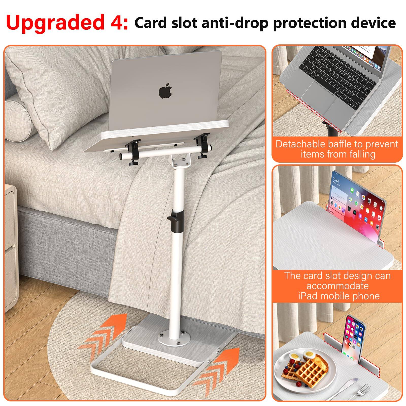 Upgraded 4: Card slot anti-drop protection device

- Detachable baffle to prevent items from falling
- The card slot design can accommodate iPad mobile phone