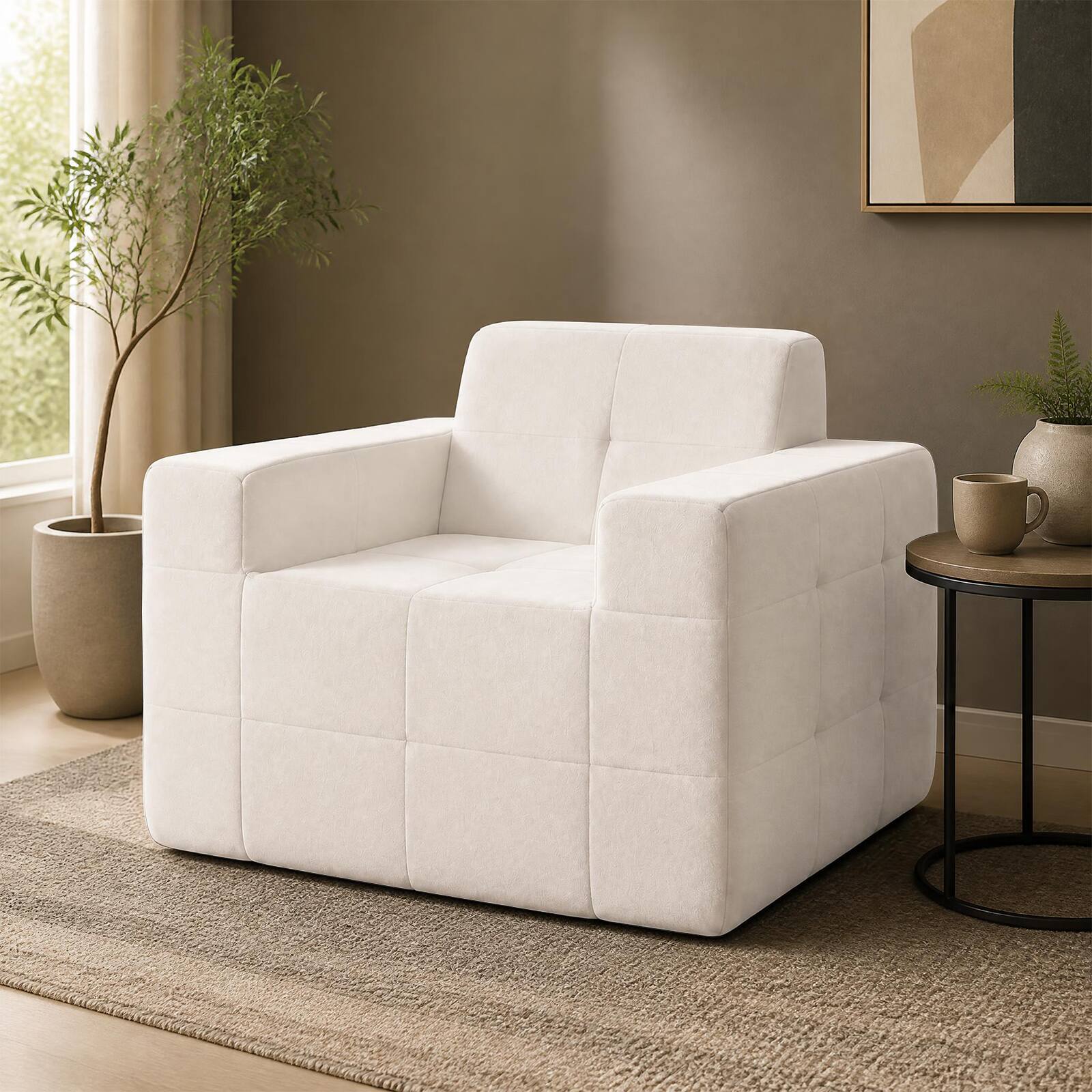 Alt View 3. Costway - Costway Boneless Single Sofa Chair with Terry Cloth Upholstery, No Assembly Required - Beige.