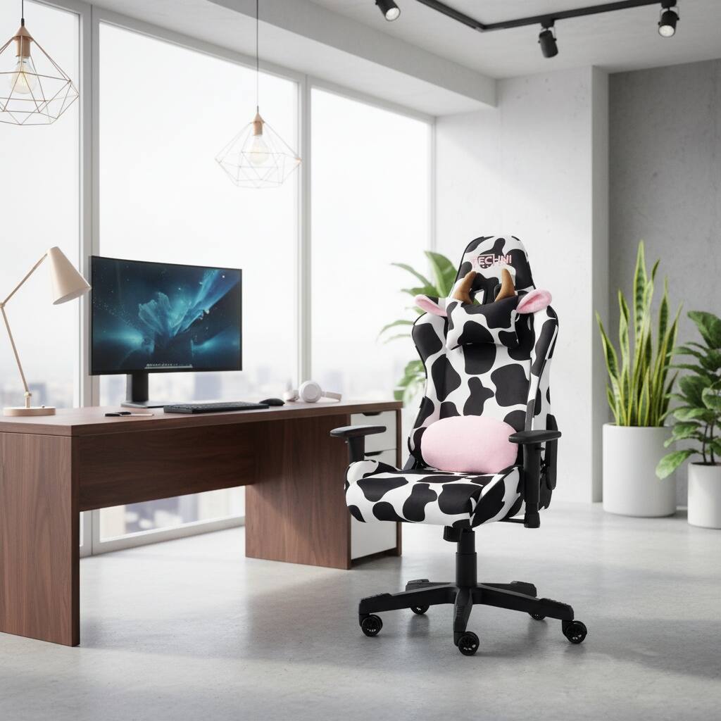 Alt View 5. Forest'nSky - Sport Print LUXX Series Gaming Chair, Ergonomic High-Back Racing Style PC Sea - Multi.