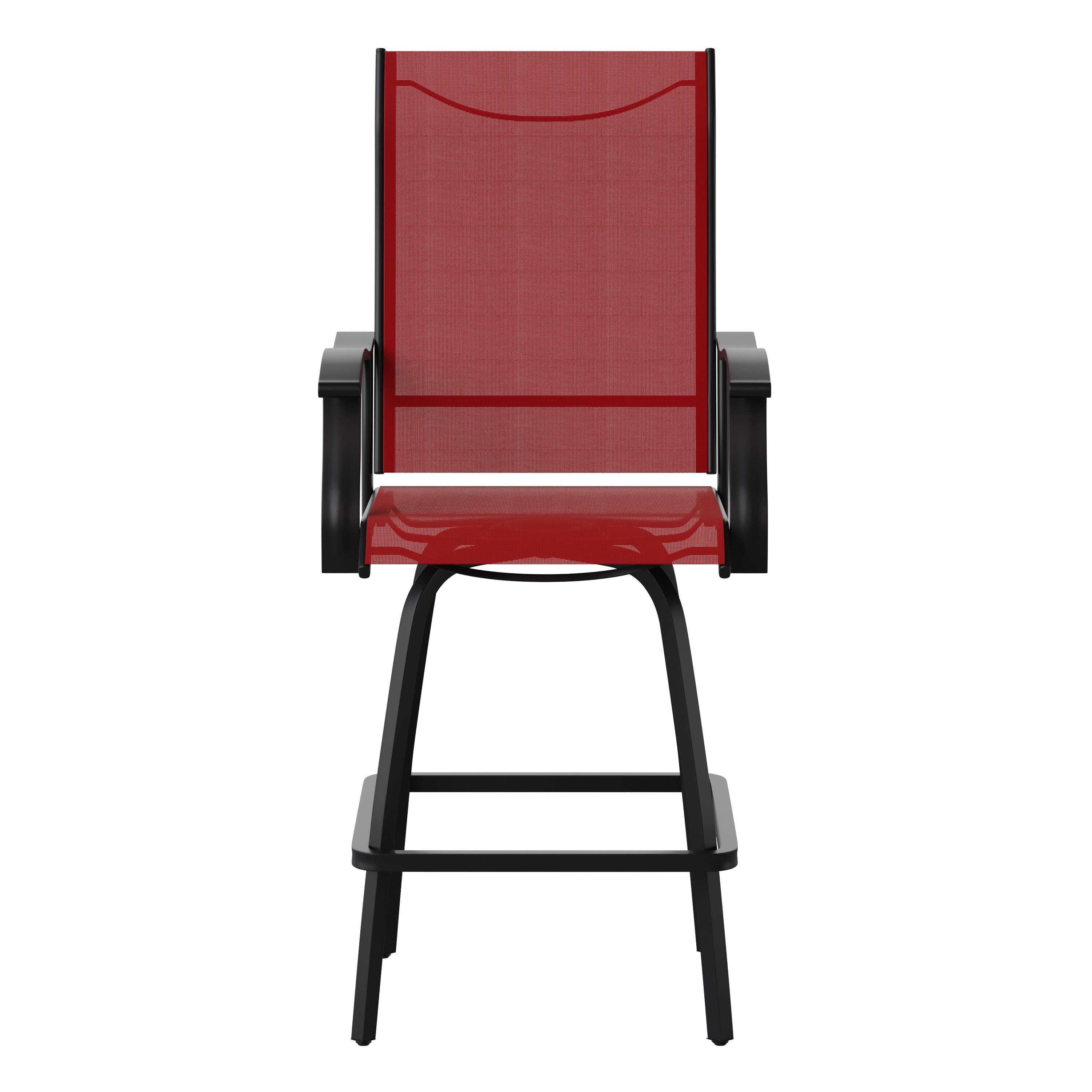 Alt View 10. Emma + Oliver - Patio Bar Height Stools Set of 2, All-Weather Textilene Swivel Stools - Red.