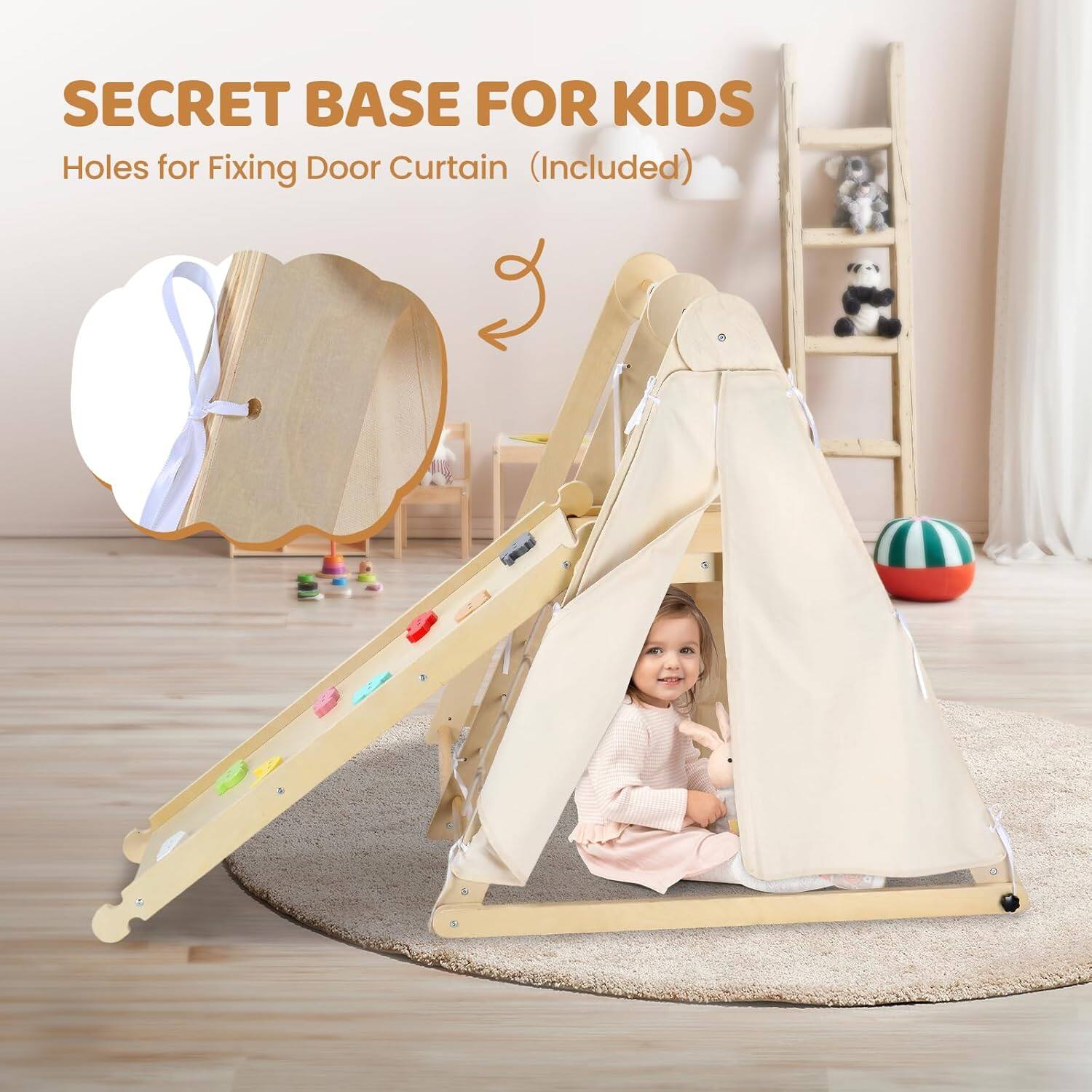 SECRET BASE FOR KIDS  
Holes for Fixing Door Curtain (Included)