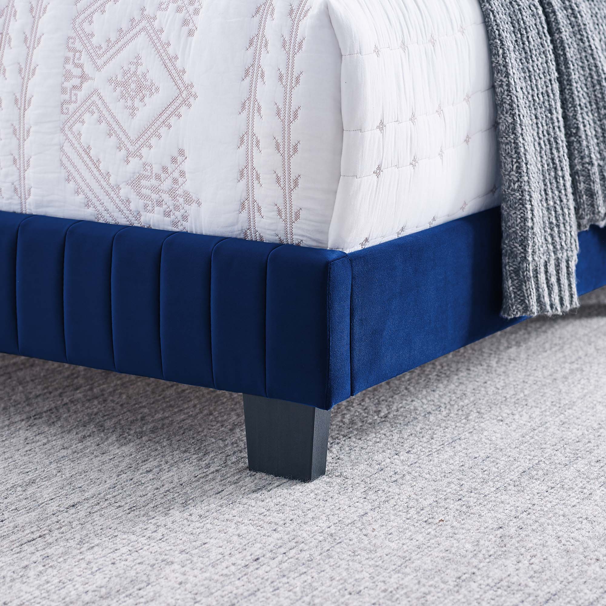 Alt View 4. Modway - Roxanne Performance Velvet Full Platform Bed - Blue.