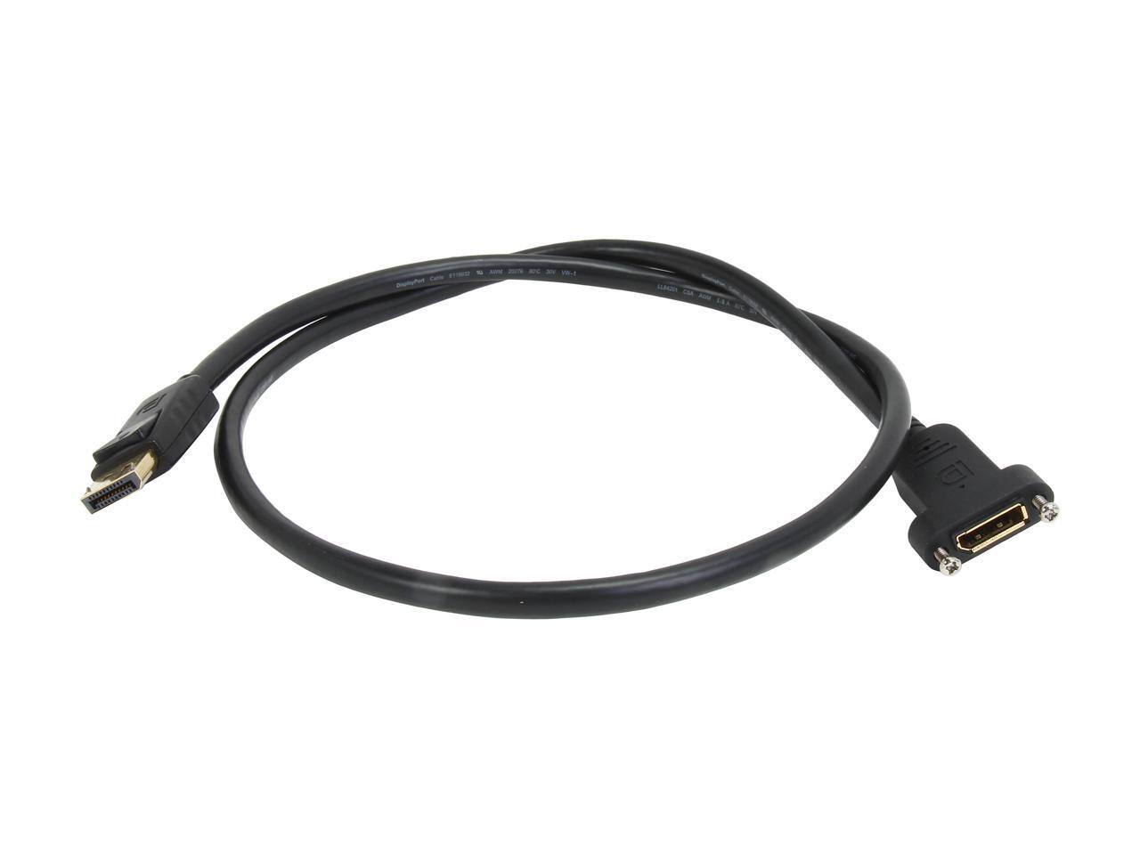Alt View 1. StarTech.com - StarTech.com 3ft Black DisplayPort Male to Female Panel Mount Cable.