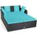 Angle. Costway - Outdoor Patio Rattan Daybed Pillows Cushioned Sofa Furniture - Turquoise.
