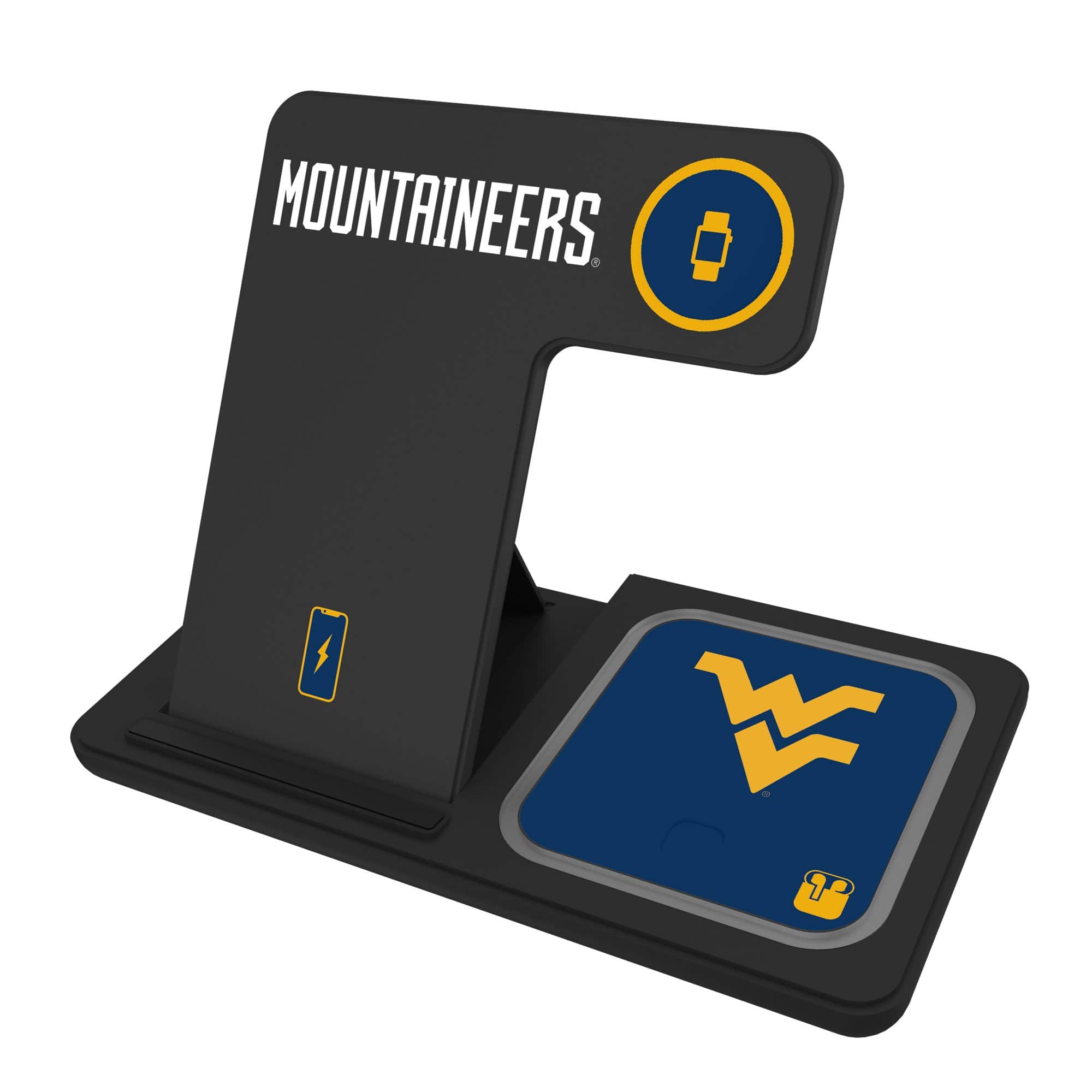 Keyscaper - West Virginia Mountaineers 3-In-1 Wireless Charger - Multicolor