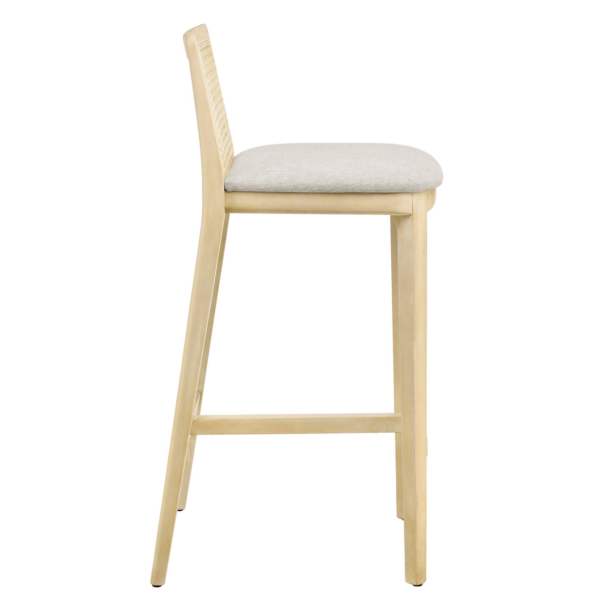 Alt View 2. Modway - Monarch Wood and Rattan Bar Stool by Modway - Antique White Natural Heathered Weave Ivory.