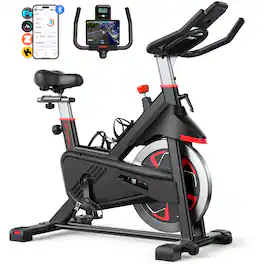 MERACH - Exercise Bike Indoor Stationary Cycling Bike with 350lbs Weight Capacity 100 Resistance Silent Belt Drive - S38 - Black