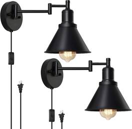 Oumilen - 2 Pack Black Swing Arm Wall Sconces