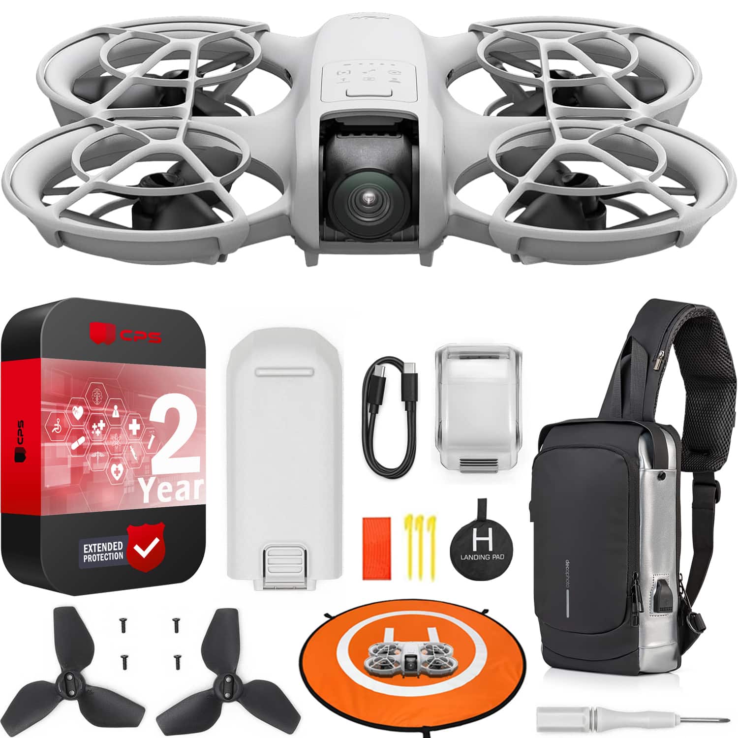 DJI - Neo Drone Mini 4K UHD Video Quadcopter + Extended Warranty Accessory Kit Bundle