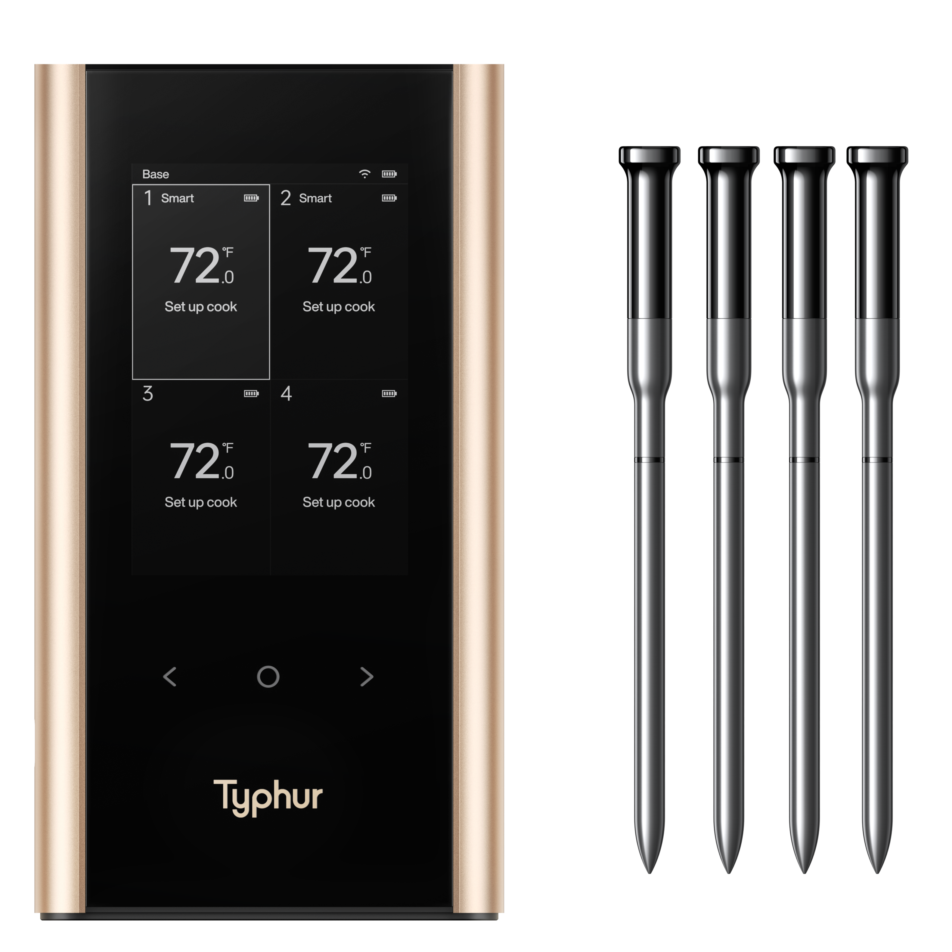 Base 1 Smart  
72°F  
Set up cook  

Base 2 Smart  
72°F  
Set up cook  

Base 3  
72°F  
Set up cook  

Base 4  
72°F  
Set up cook  

Typhur