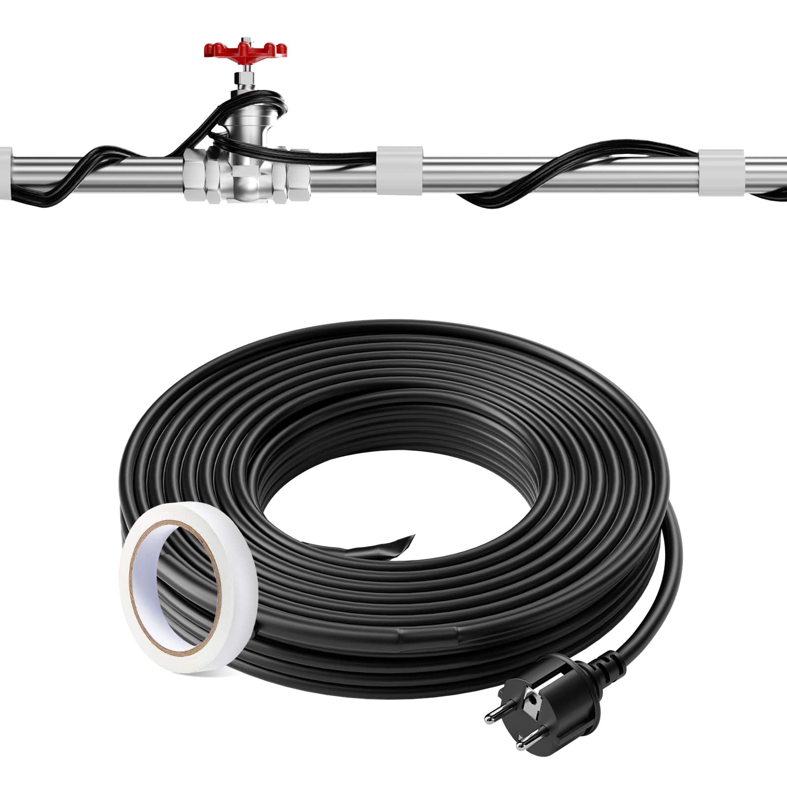 VEVOR - Self-Regulating Pipe Heating Cable, 80-feet 5W/ft Heat Tape for Pipes Freeze Protection, Protects PVC Hose - Black;Orange price history on PriceWatchPro