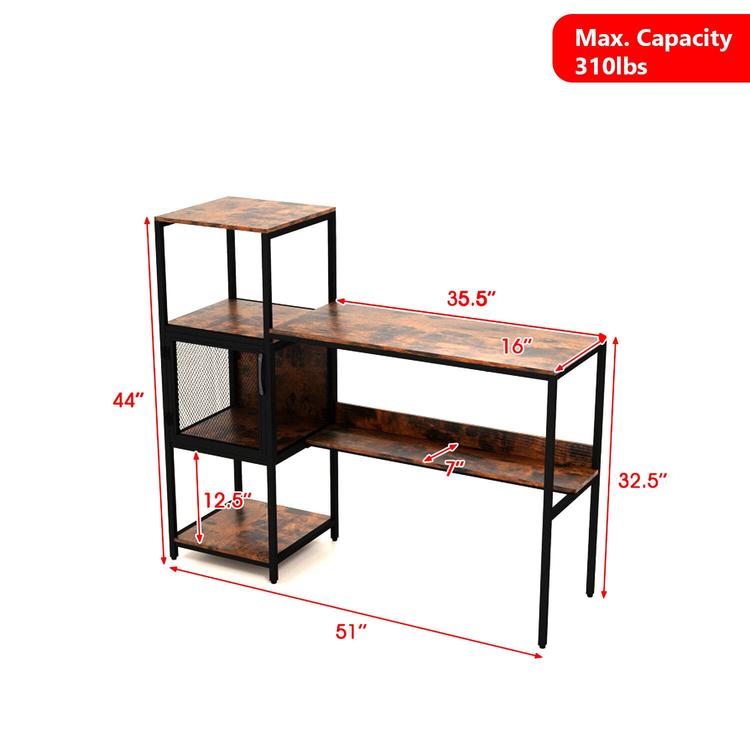 Max. Capacity 310lbs  
35.5"  
16"  
44"  
12.5"  
32.5"  
51"
