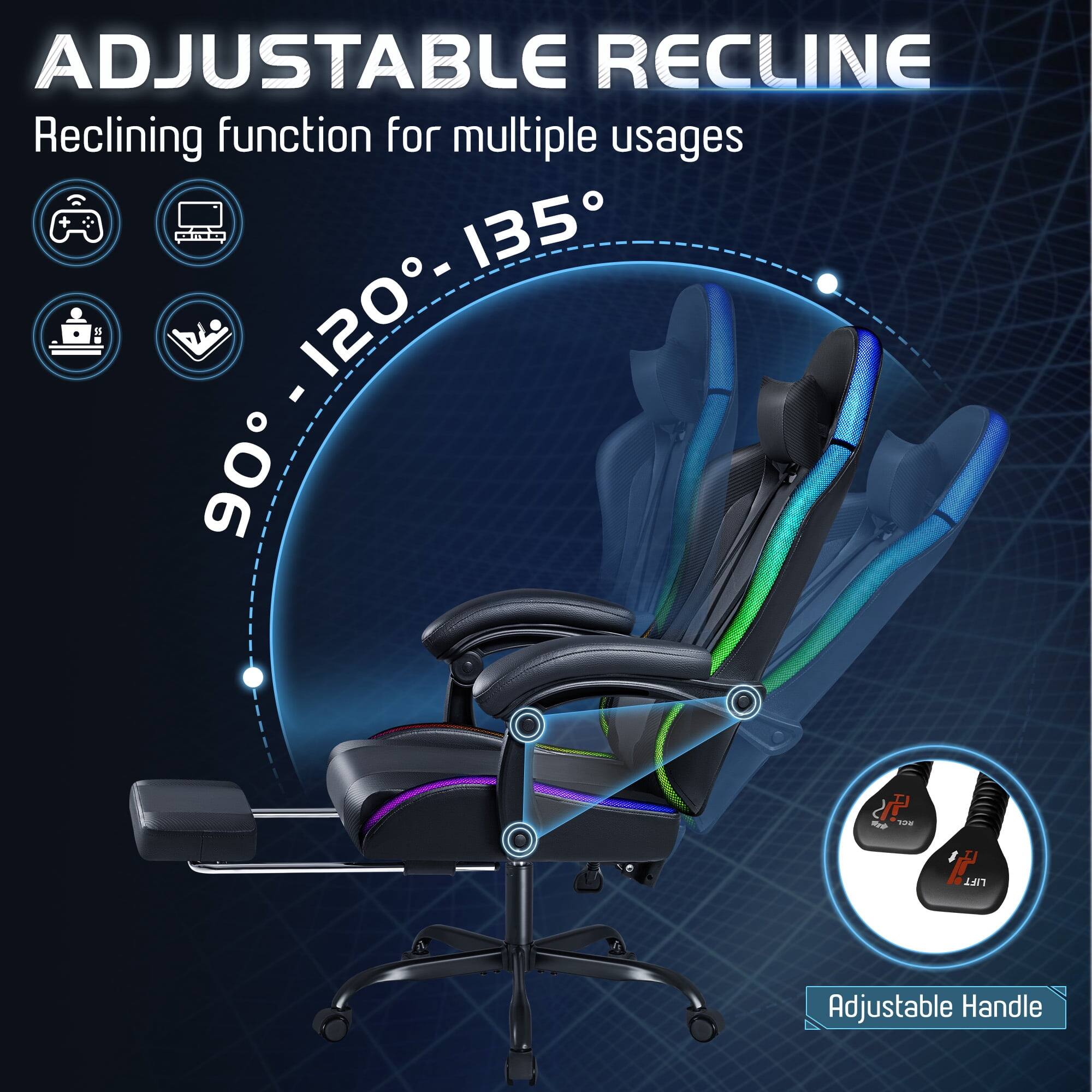 ADJUSTABLE RECLINE  
Reclining function for multiple usages  
90° - 120° - 135°  
Adjustable Handle
