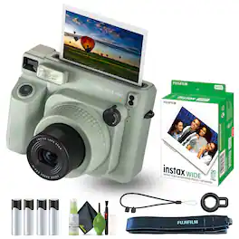Fujifilm - Instax Wide 400 Instant Film Camera with WIDE Instant Film Bundle - Green