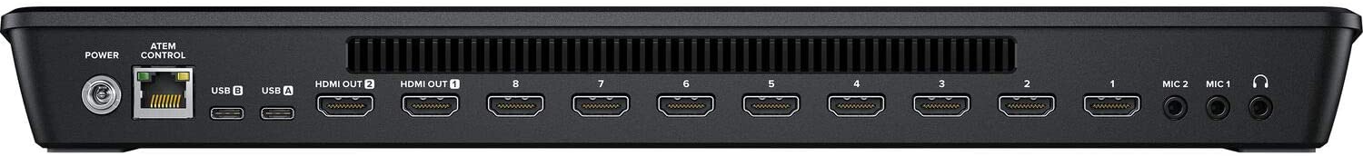 ATEM POWER CONTROL USB B USB A HDMI OUT 2 HDMI OUT 1 8 7 6 5 4 3 2 1 MIC 2 MIC 1
