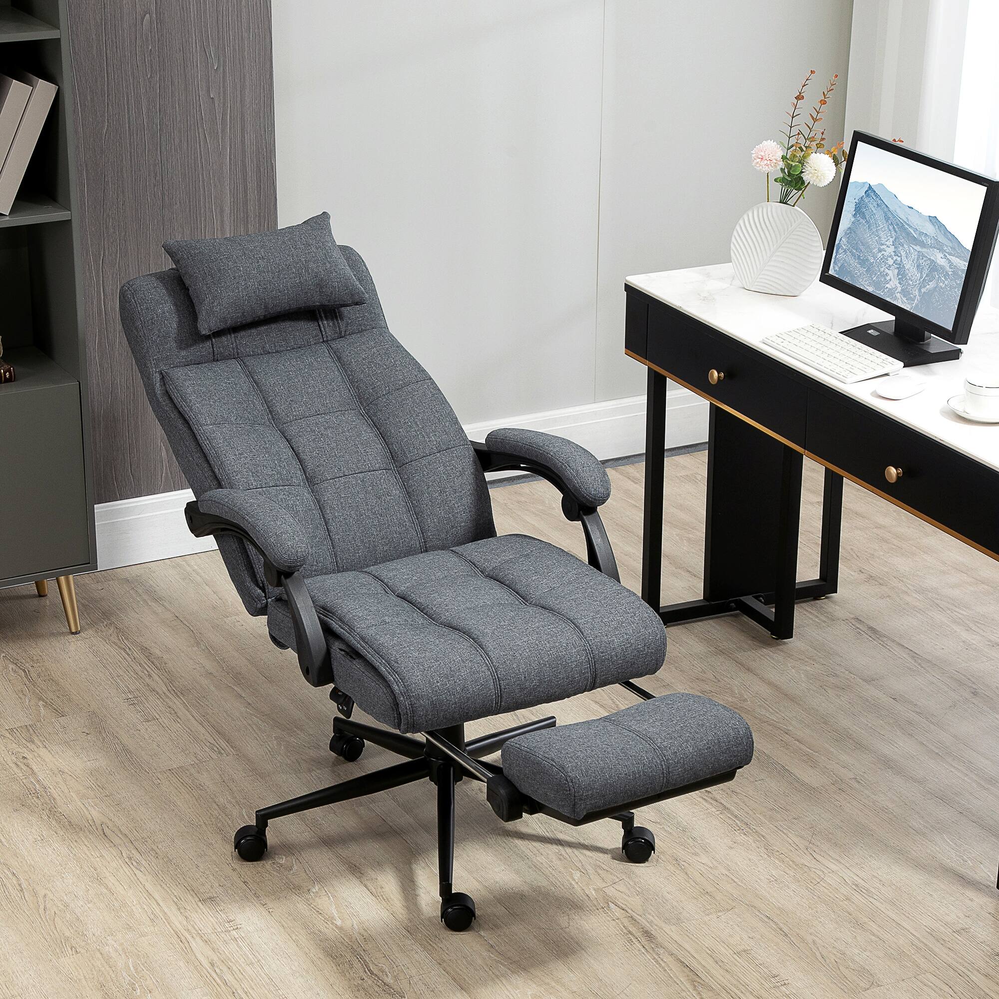Alt View 7. Vinsetto - Executive Linen-Feel Fabric Office Chair High Back Swivel Task Chair with Adjustable Height UpholsteredFootrest - Dark Grey.